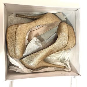Gold glitter Steve Madden platform stilettos
